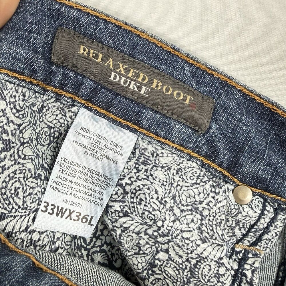 Cody James Men's Wolfstooth Wash Duke Relaxed Bootcut Stretch Denim Jeans 33x36 - Picture 13 of 16